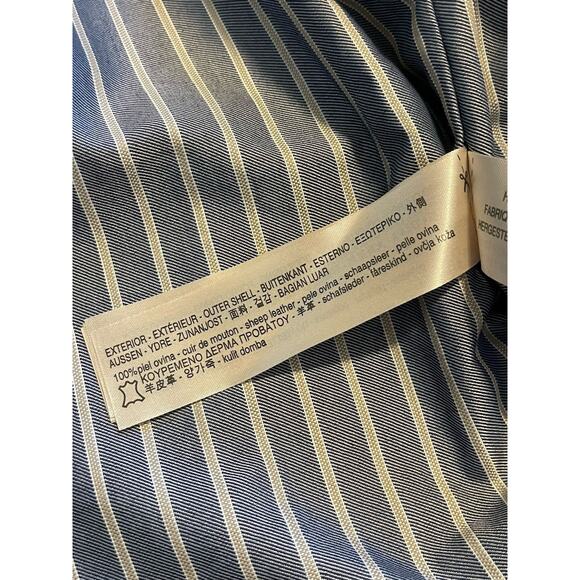 Massimo Dutti Leather Asymmetrical Zip Moto Biker Jacket Navy Women's Size M - Picture 10 of 12